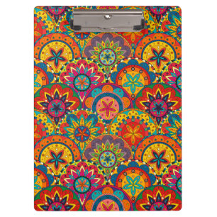 Carpeta De Pinza Funky Retro Colorido Patrón de Mandala