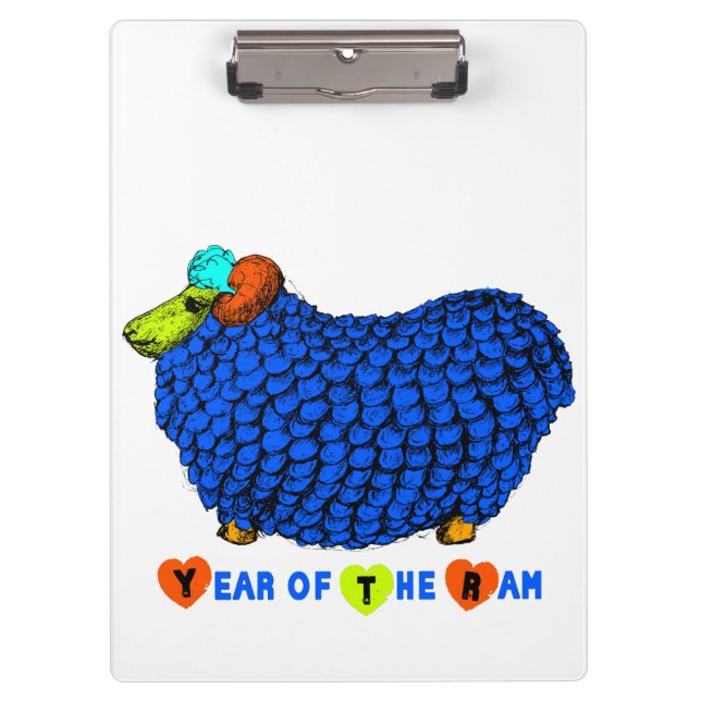Carpeta De Pinza Funny Blue Ram Año chino Zodiac Clipboard (Anverso)