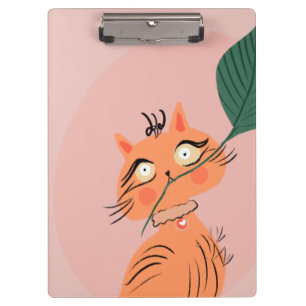 Carpeta De Pinza Funny Cat Plant Leaf Personalizado