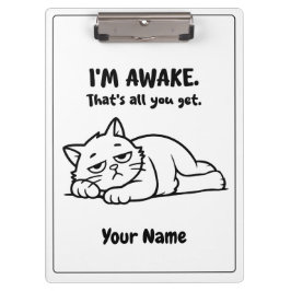 Carpeta De Pinza Funny Lazy Cat Clipboard | Custom I’m Awake Design