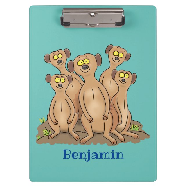 Carpeta De Pinza Funny meerkat ilustracion personalizado familiar (Anverso)