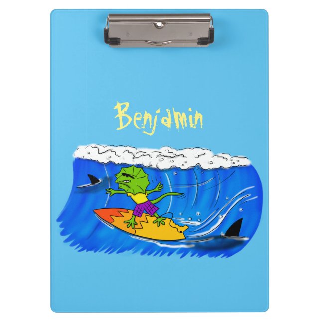 Carpeta De Pinza Funny personalizado de surf con lagarto frito (Anverso)