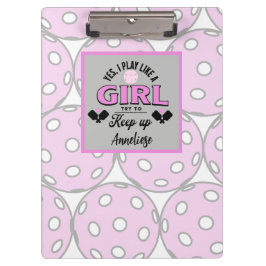 Carpeta De Pinza Funny Personalized Pickleball "Play Like A Girl"