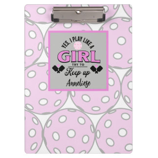 Carpeta De Pinza Funny Personalized Pickleball "Play Like A Girl"