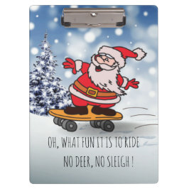 Carpeta De Pinza Funny Santa en Skateboard para niños Navidades