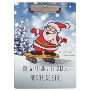 Carpeta De Pinza Funny Santa en Skateboard para niños Navidades