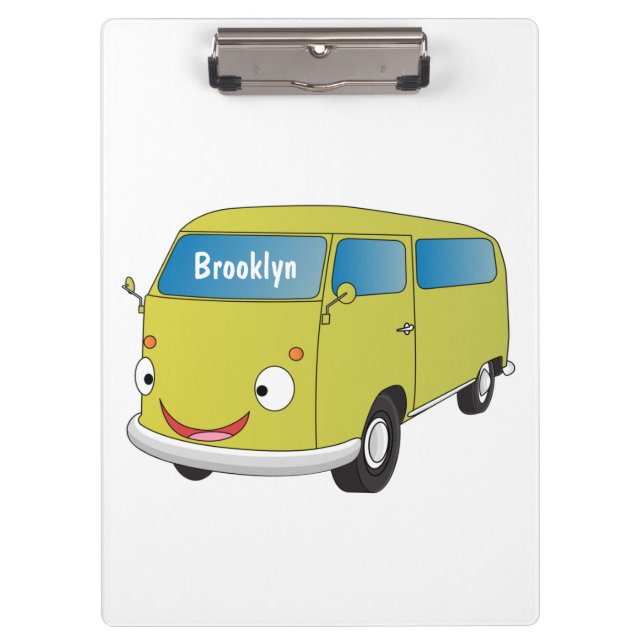 Carpeta De Pinza Furgoneta de dibujos animados clásica verde lima (Anverso)