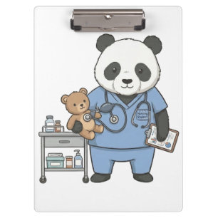 Carpeta De Pinza Futuro Panda Enfermero: Adorable Estudiante de Med