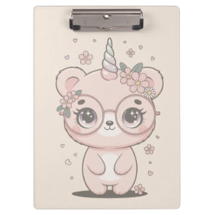 Carpeta De Pinza Gafas florales personalizadas de oso unicornio Kaw