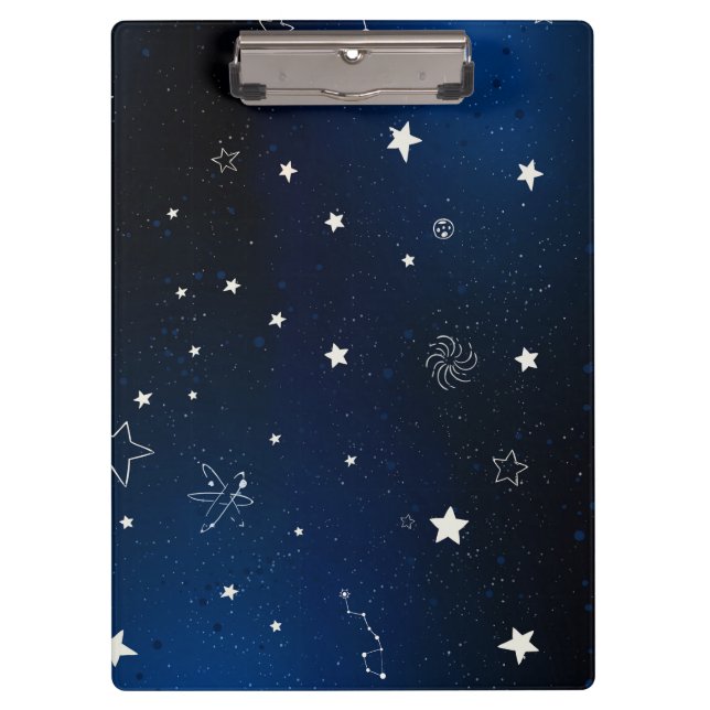 Carpeta De Pinza Galaxia azul con estrellas (Anverso)