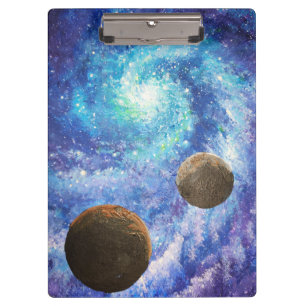 Carpeta De Pinza Galaxia azul y planetas
