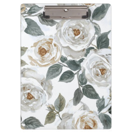 Carpeta De Pinza Garden Roses | White Watercolor Floral Vintage