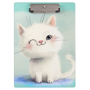 Carpeta De Pinza Gatito blanco lindo