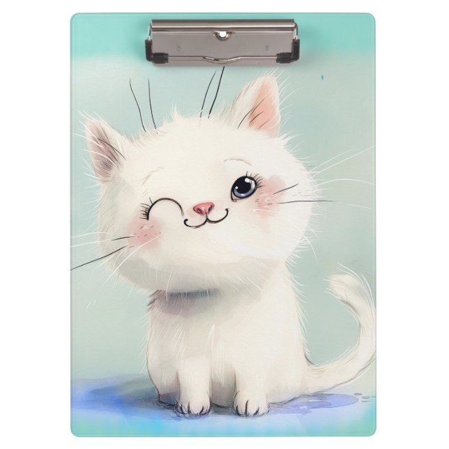 Carpeta De Pinza Gatito blanco lindo (Anverso)