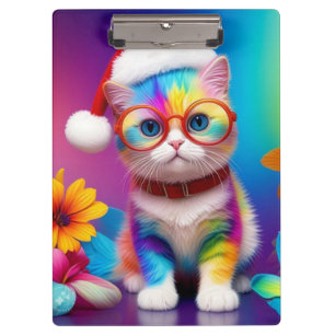 Carpeta De Pinza Gatito color arcoiris como Santa Claus-57357
