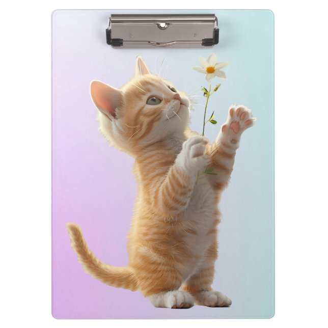 Carpeta De Pinza Gatito con flor (Anverso)