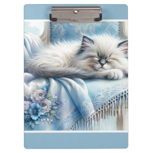 Carpeta De Pinza Gatito Durmiendo Azul Cottagecore Sueño