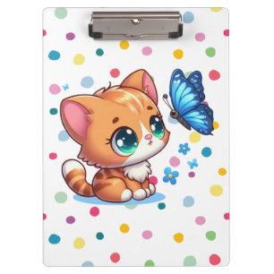 Carpeta De Pinza Gatito/gato y mariposa