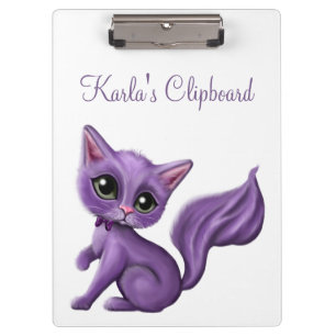 Carpeta De Pinza Gatito púrpura personalizado