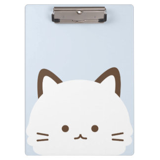 Carpeta De Pinza Gato de cara linda con fondo azul pastel