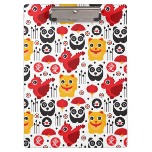 Carpeta De Pinza Gato, dragón, y panda afortunados de China