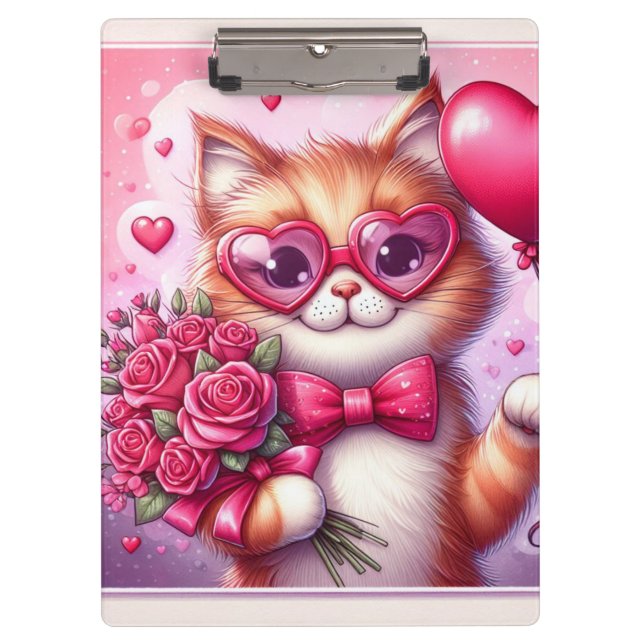 Carpeta De Pinza Gato El día de San Valentín/gatito (Anverso)