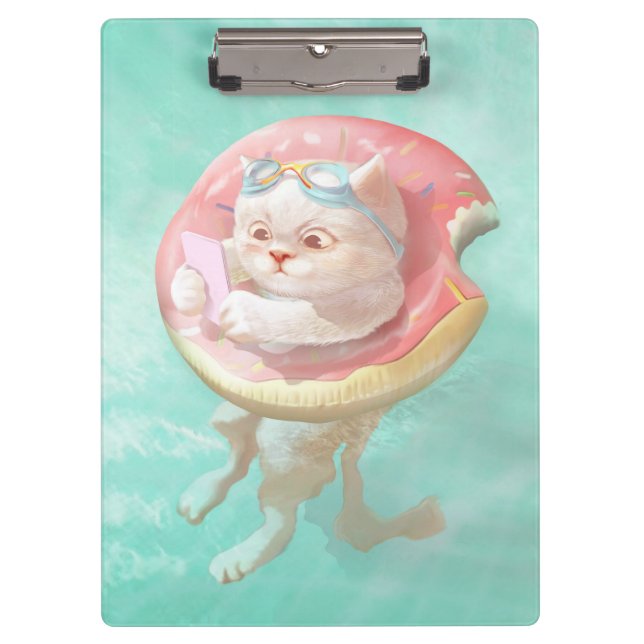 Carpeta De Pinza Gato en el flote de la piscina de Donut (Anverso)