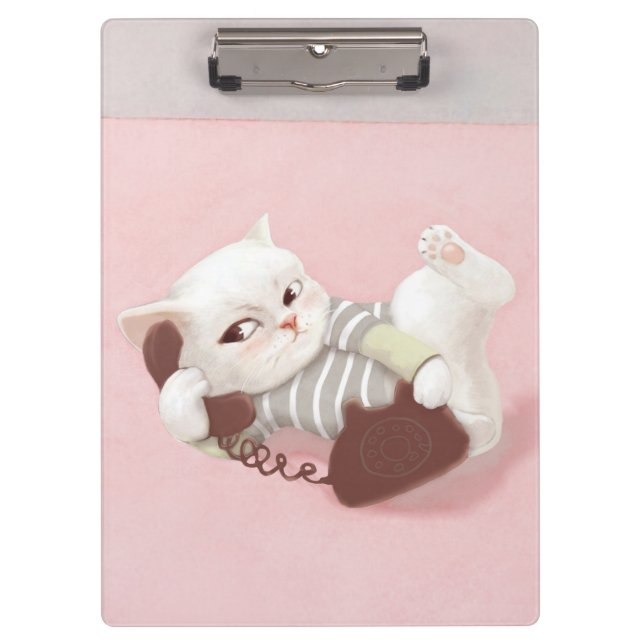 Carpeta De Pinza Gato en el teléfono (Anverso)