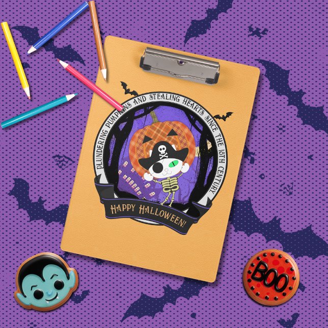 Carpeta De Pinza Gato esqueleto pirata (Pirate skeleton cat clipboard)