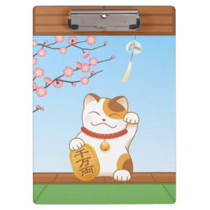 Carpeta De Pinza Gato japonés con suerte de calico, Maneki Neko