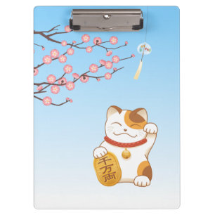 Carpeta De Pinza Gato japonés con suerte de calico, Maneki Neko