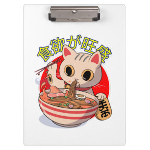 Carpeta De Pinza Gato japonés lindo comiendo fideos con palillos