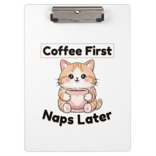 Carpeta De Pinza Gato Kawaii Café Primero Siestas Después   Café Ka