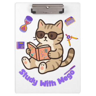 Carpeta De Pinza Gato lindo estudiando con gafas de sol divertido 