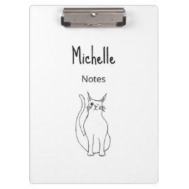 Carpeta De Pinza Gato lindo Winking Kitty Personalizado Blanco negr