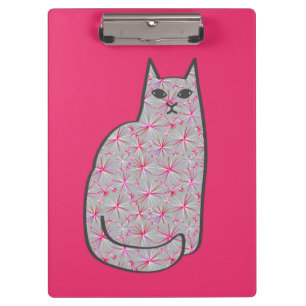 Carpeta De Pinza Gato moderno de mediados de siglo, fucsia y rosa c
