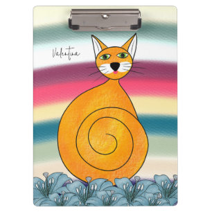 Carpeta De Pinza Gato naranja