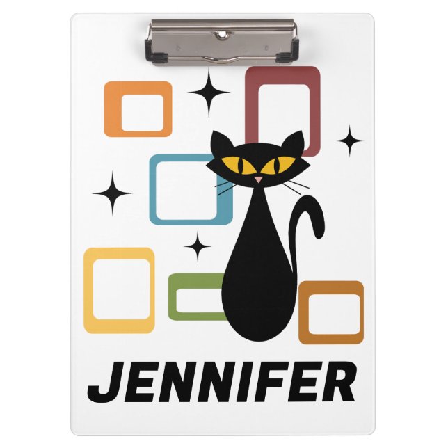 Carpeta De Pinza Gato negro de Mid Century (Anverso)