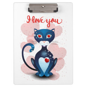 Carpeta De Pinza Gato negro enamorado