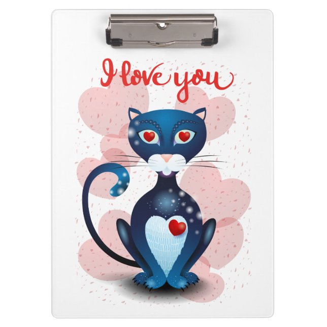 Carpeta De Pinza Gato negro enamorado (Anverso)