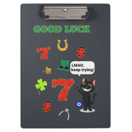 Carpeta De Pinza Gato negro sarcástico y amuletos de la suerte