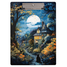 Carpeta De Pinza Gato negro - Serenidad iluminada por luna