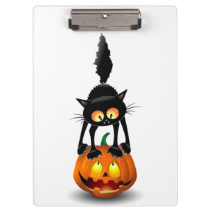 Carpeta De Pinza Gato Personalizado asustado de Halloween en calaba