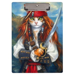Carpeta De Pinza Gato pirata   Arte de carácter fantasía