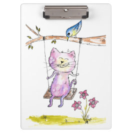 Carpeta De Pinza Gato rosa caprichoso y caprichoso