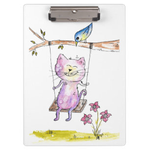 Carpeta De Pinza Gato rosa caprichoso y caprichoso