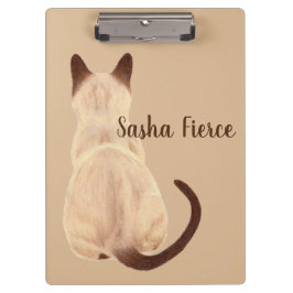 Carpeta De Pinza Gato siamés Sasha sentado vista trasera Kitty pers
