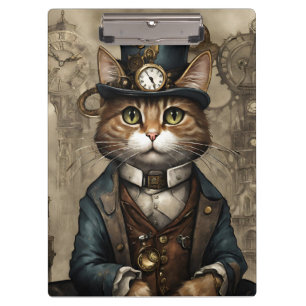 Carpeta De Pinza Gato Steampunk