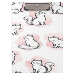Carpeta De Pinza Gatos Blancos Lindos Patrón Acuarela Rosa Gato Kaw