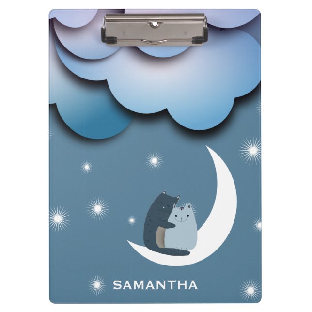 Carpeta De Pinza Gatos burdos se burlan del arte lunar personalizad (Anverso)